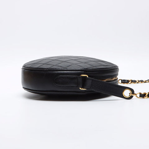 Chanel Chanel n ° 2 1993-1999 Caviar Skin Round Sac à bandoulière noir WS12540