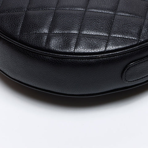 Chanel Chanel n ° 2 1993-1999 Caviar Skin Round Sac à bandoulière noir WS12540