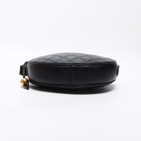 Chanel Chanel n ° 2 1993-1999 Caviar Skin Round Sac à bandoulière noir WS12540