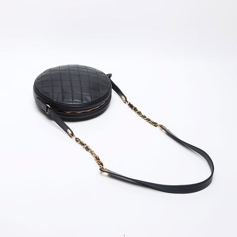 Chanel Chanel n ° 2 1993-1999 Caviar Skin Round Sac à bandoulière noir WS12540