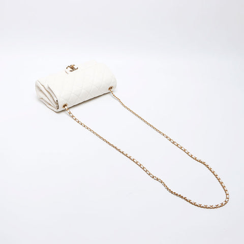 Chanel Leather Matelasse Chain Coco Mark 2020S IC Plaque d'épaule Plaque Blanc WS12543