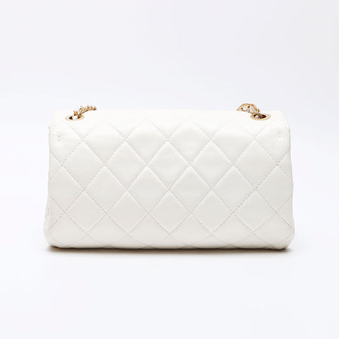 Chanel Leather Matelasse Chain Coco Mark 2020S IC Plaque d'épaule Plaque Blanc WS12543