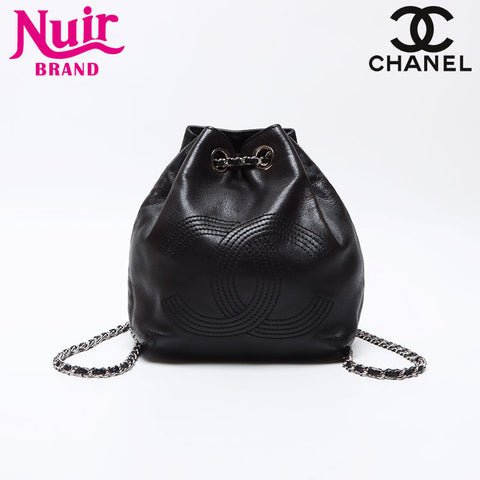 Chanel Lambskin Coco Mark Mini Chain Backpack/Daypack Black WS12546