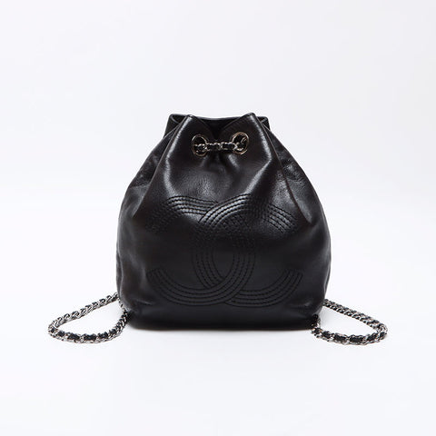 Chanel Lambskin Coco Mark Mini Chain Backpack/Daypack Black WS12546