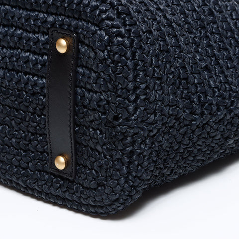 Chanel Chanel Basket Bag Sac Raffia Raffia Bag Navy WS12549