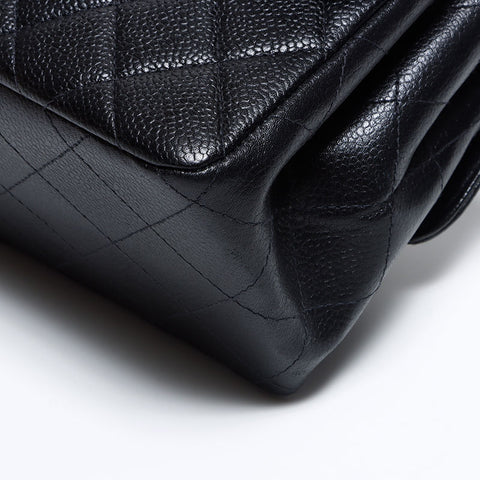 Chanel Double face tour de virage en argent raccords en métal caviar peau coco coco n ° 4 1994-1999 Sac à bandoulière noir WS12550