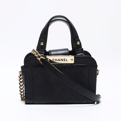 Chanel Top Handle Logo Mini 23rd Unit 2015-2016 Sac d'épaule noir WS12552