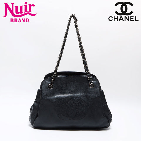 Chanel Caviar Skin Coco Mark Chain Caviar Skin 2009 Shoulder Bag Black WS12565