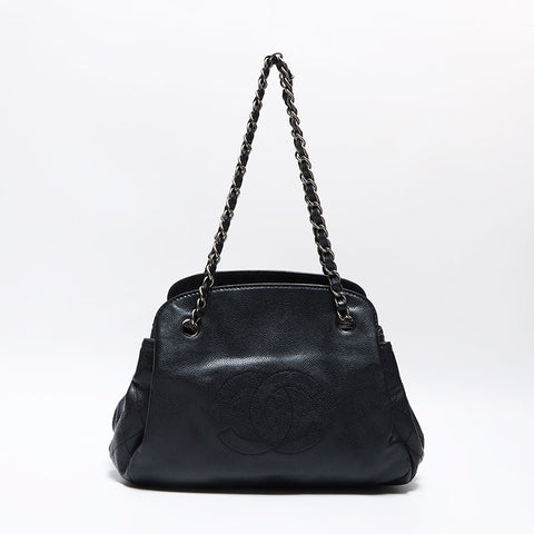 Chanel Caviar Skin Coco Mark Chain Caviar Skin 2009 Shoulder Bag Black WS12565
