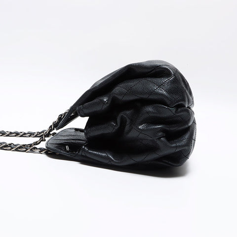 Chanel Caviar Skin Coco Mark Chain Caviar Skin 2009 Shoulder Bag Black WS12565