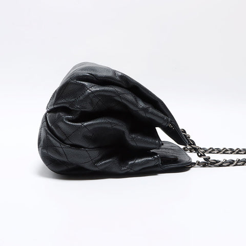 Chanel Caviar Skin Coco Mark Chain Caviar Skin 2009 Shoulder Bag Black WS12565
