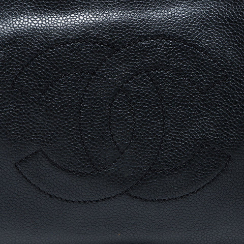 Chanel Caviar Skin Coco Mark Chain Caviar Skin 2009 Shoulder Bag Black WS12565