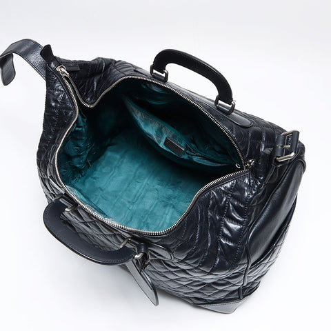 CHANEL Paris New York Line 皮革钥匙名牌带盖波士顿包黑色 WS12566