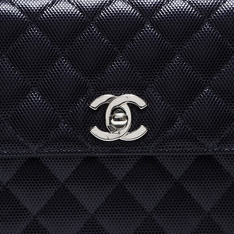 Chanel Matelasse Silver Hardware Umhängetasche Marine WS12567