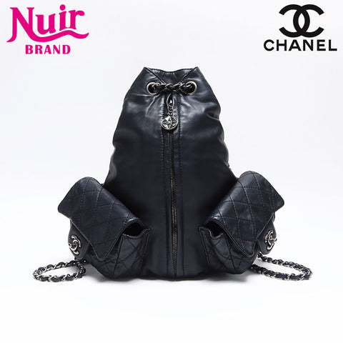 シャネル CHANEL マトラッセ チェーン シルバー金具 17番台 リュック・デイパック ブラック WS12571