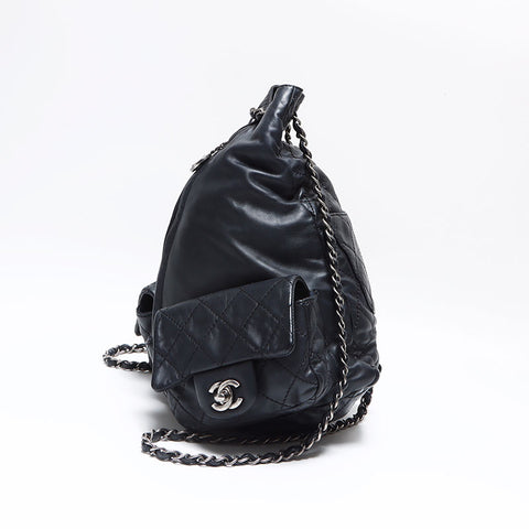 香奈儿Chanel Matelasse连锁银色金属配件17背包/黑色PACK黑色WS12571