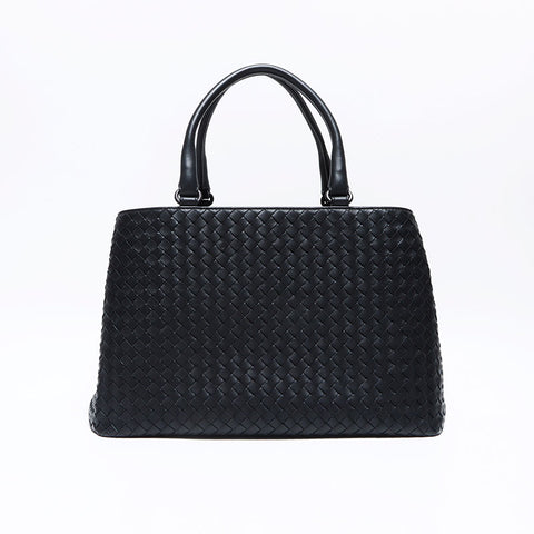 ボッテガヴェネタ BOTTEGAVENETA イントレチャート レザー　トートバッグ ハンドバッグ ブラック WS12576