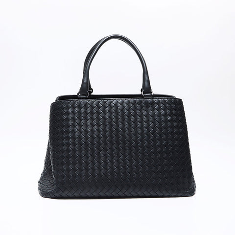 ボッテガヴェネタ BOTTEGAVENETA イントレチャート レザー　トートバッグ ハンドバッグ ブラック WS12576