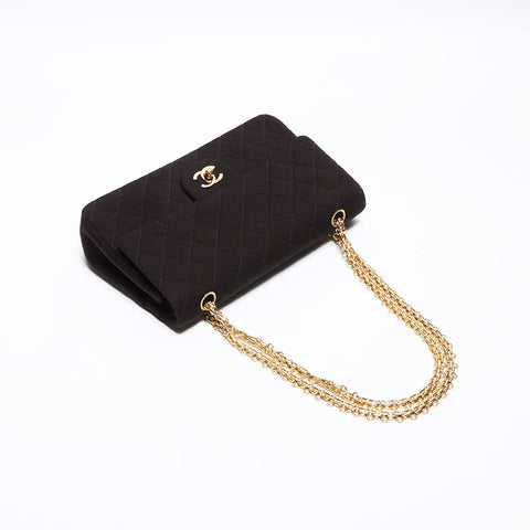 Chanel CHANEL Matelasse 25cm Cotton Double Flap Chain No. 1 1985-1993 Shoulder Bag Brown WS12584