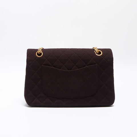Chanel CHANEL Matelasse 25cm Cotton Double Flap Chain No. 1 1985-1993 Shoulder Bag Brown WS12584