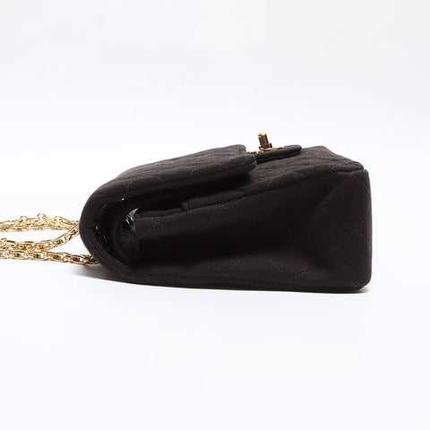 Chanel CHANEL Matelasse 25cm Cotton Double Flap Chain No. 1 1985-1993 Shoulder Bag Brown WS12584
