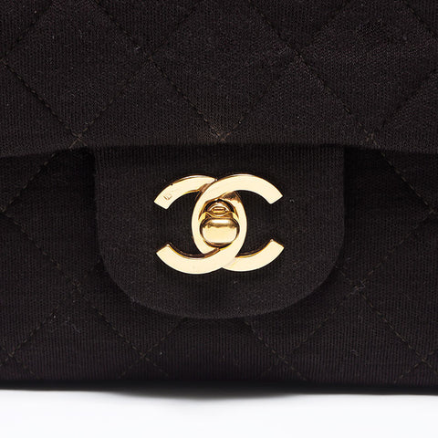 Chanel CHANEL Matelasse 25cm Cotton Double Flap Chain No. 1 1985-1993 Shoulder Bag Brown WS12584
