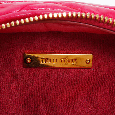 Miu Miu Vitello Shine Leather Matelasse Shoulder Bag pink WS12602