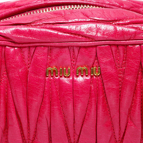 Miu Miu Vitello Shine Leather Matelasse Shoulder Bag pink WS12602