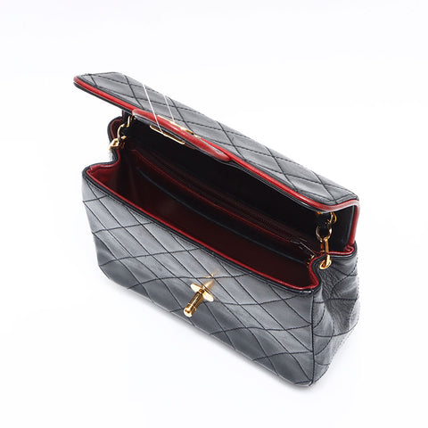Chanel CHANEL No. 1 Lambskin Chain Minimatelasse Shoulder Bag Black WS12609