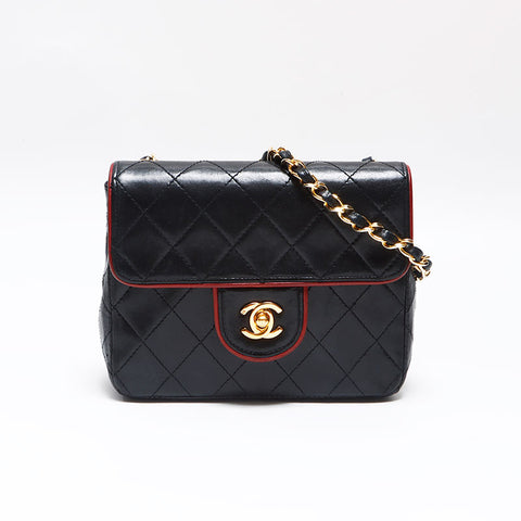 Chanel CHANEL No. 1 Lambskin Chain Minimatelasse Shoulder Bag Black WS12609