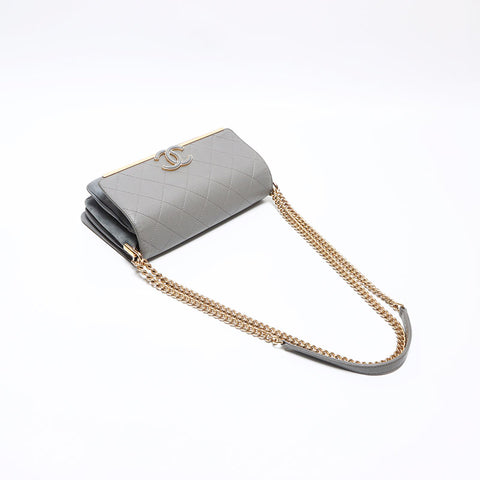 CHANEL Caviar Skin x Suede Chain COCO Mark 26 Series 2017-2018 Shoulder Bag gray WS12612