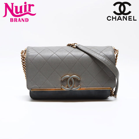 Chanel Caviar Skin x Suede Chain Coco Mark No. 26 2017-2018 Shoulder Bag Gray WS12612