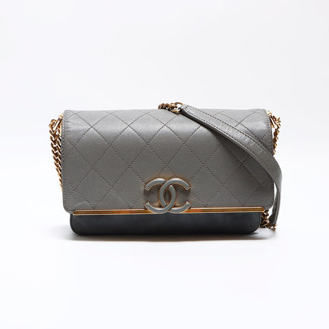 CHANEL Caviar Skin x Suede Chain COCO Mark 26 Series 2017-2018 Shoulder Bag gray WS12612