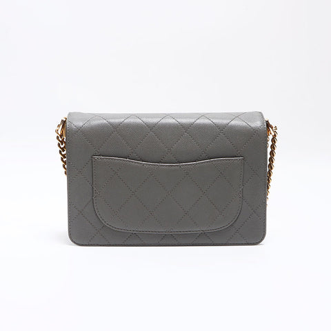 CHANEL Caviar Skin x Suede Chain COCO Mark 26 Series 2017-2018 Shoulder Bag gray WS12612