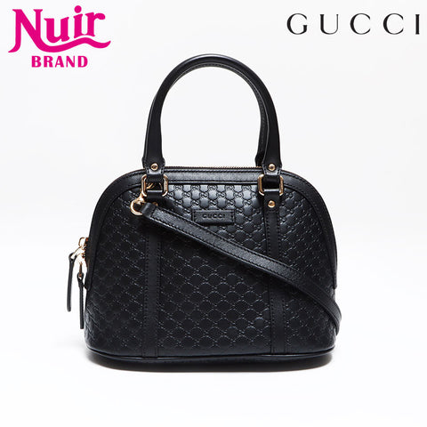 グッチ GUCCI GG マイクロシマ レザー 2way ショルダーバッグ ブラック WS12614