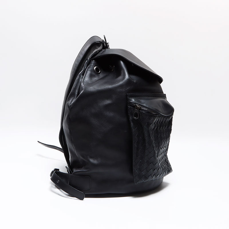 anthropologie black leather backpack BOTTEGAVENETA INTRECCIATO leather Backpack Â· Daypack black WS12617 – NUIR  VINTAGE