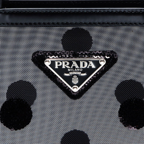 プラダ PRADA ポルカドット トートバッグ ポーチ付き 1BG417 2DZ9 F0002 ハンドバッグ ブラック WS12619