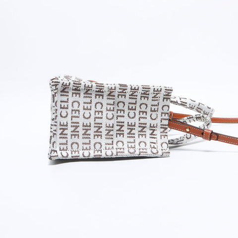CELINE Logo 2way Small Kaba Thais Textile Handbag gray WS12621