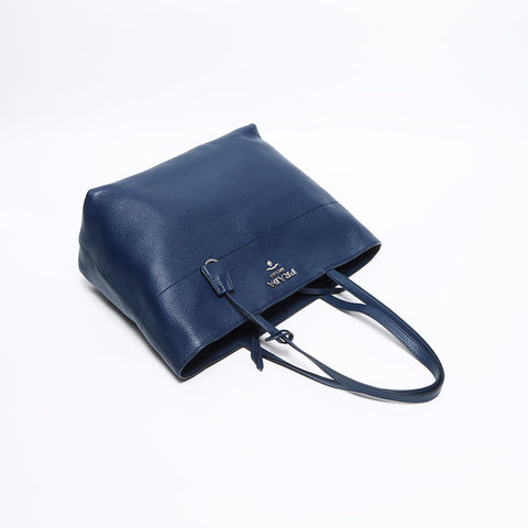 PRADA Charm Square Tote Bag Navy WS12624