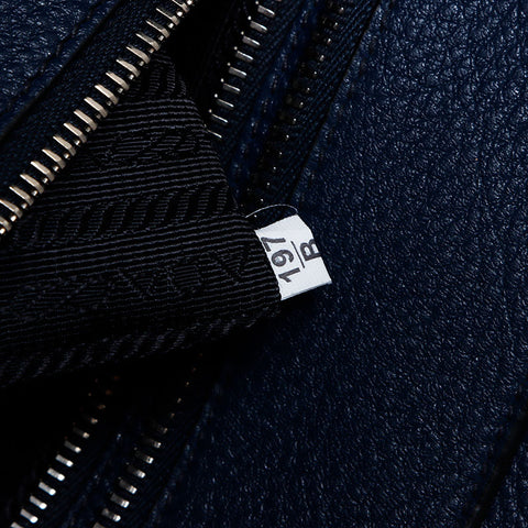 PRADA Charm Square Tote Bag Navy WS12624