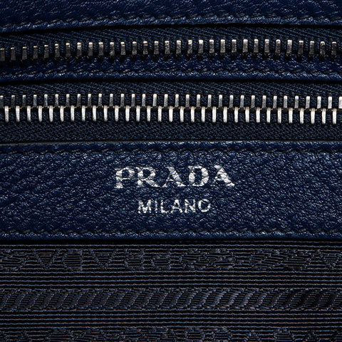PRADA Charm Square Tote Bag Navy WS12624