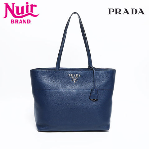 PRADA Charm Square Tote Bag Navy WS12624