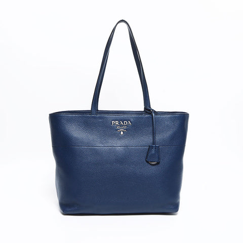 PRADA Charm Square Tote Bag Navy WS12624