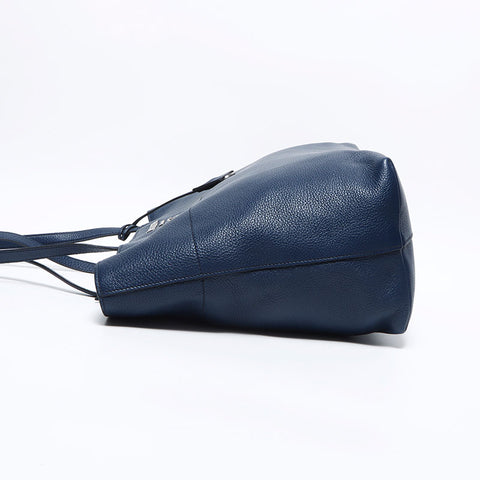 PRADA Charm Square Tote Bag Navy WS12624