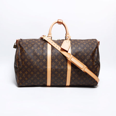 Louis Vuitton LOUIS VUITTON 2002 Keepol Bandoliere Monogram 55 Boston Bag Brown WS12638