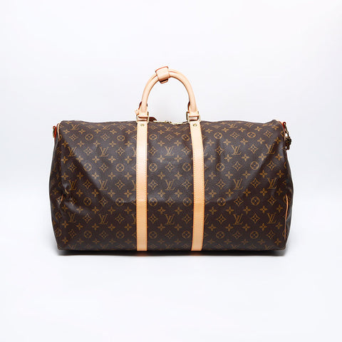 Louis Vuitton LOUIS VUITTON 2002 Keepol Bandoliere Monogram 55 Boston Bag Brown WS12638