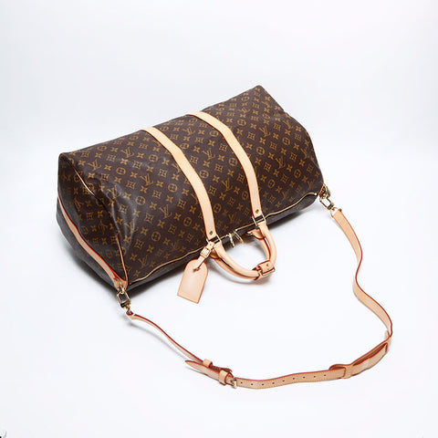 Louis Vuitton LOUIS VUITTON 2002 Keepol Bandoliere Monogram 55 Boston Bag Brown WS12638