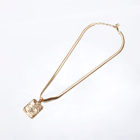 YVES SAINT LAURENT YSL logo plate Necklace gold WS12654
