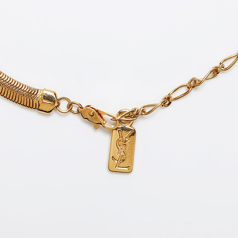 YVES SAINT LAURENT YSL logo plate Necklace gold WS12654