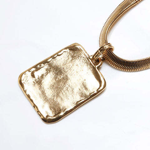 YVES SAINT LAURENT YSL logo plate Necklace gold WS12654